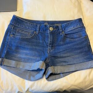SO Blue Jean Shorts with Cuffed Hems and Distressed Details